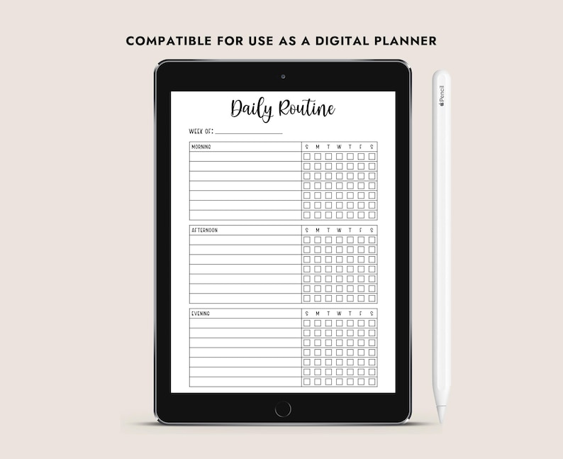 Daily Routine Printable Weekly Habit Tracker Planner Insert Morning ...