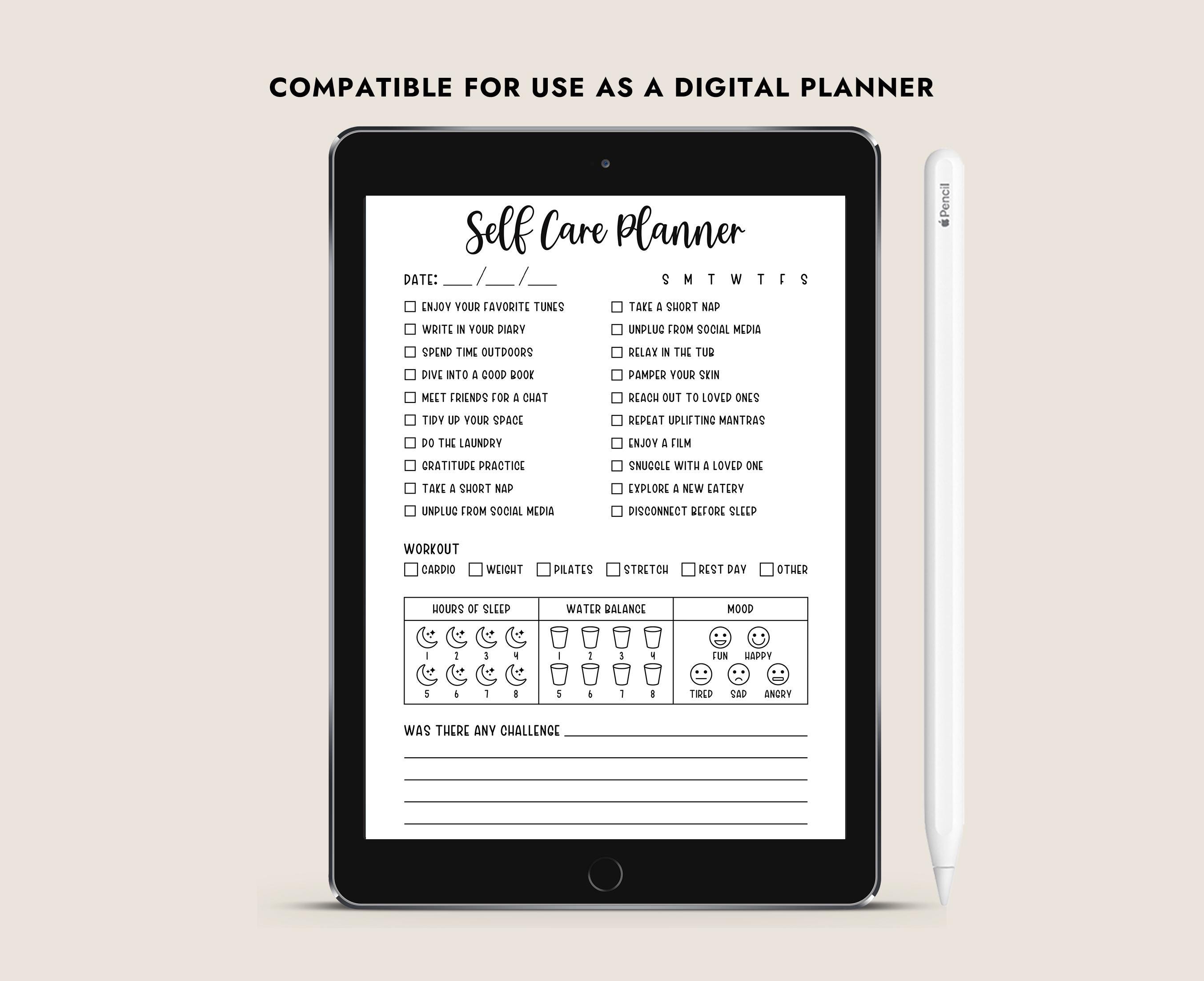 Printable Self Care Planner Daily Wellness Journal Page Tracker A4 ...