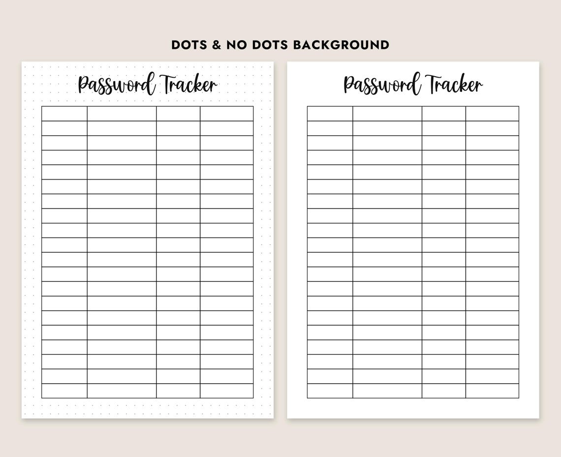 Password Tracker Printable Planner Insert Login Keeper A4 A5 Letter ...