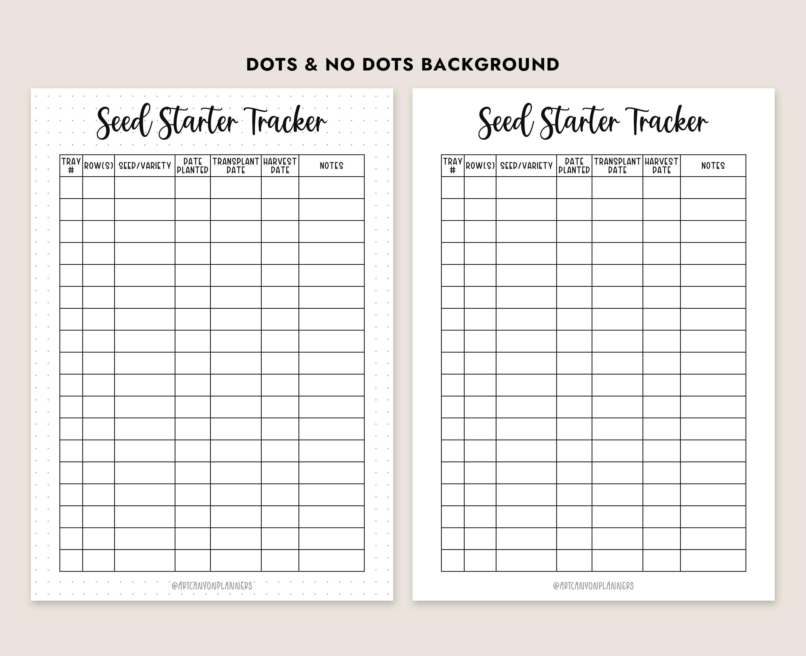 Seed Starter Tracker Printable Gardening Planner Log for Garden Journal ...