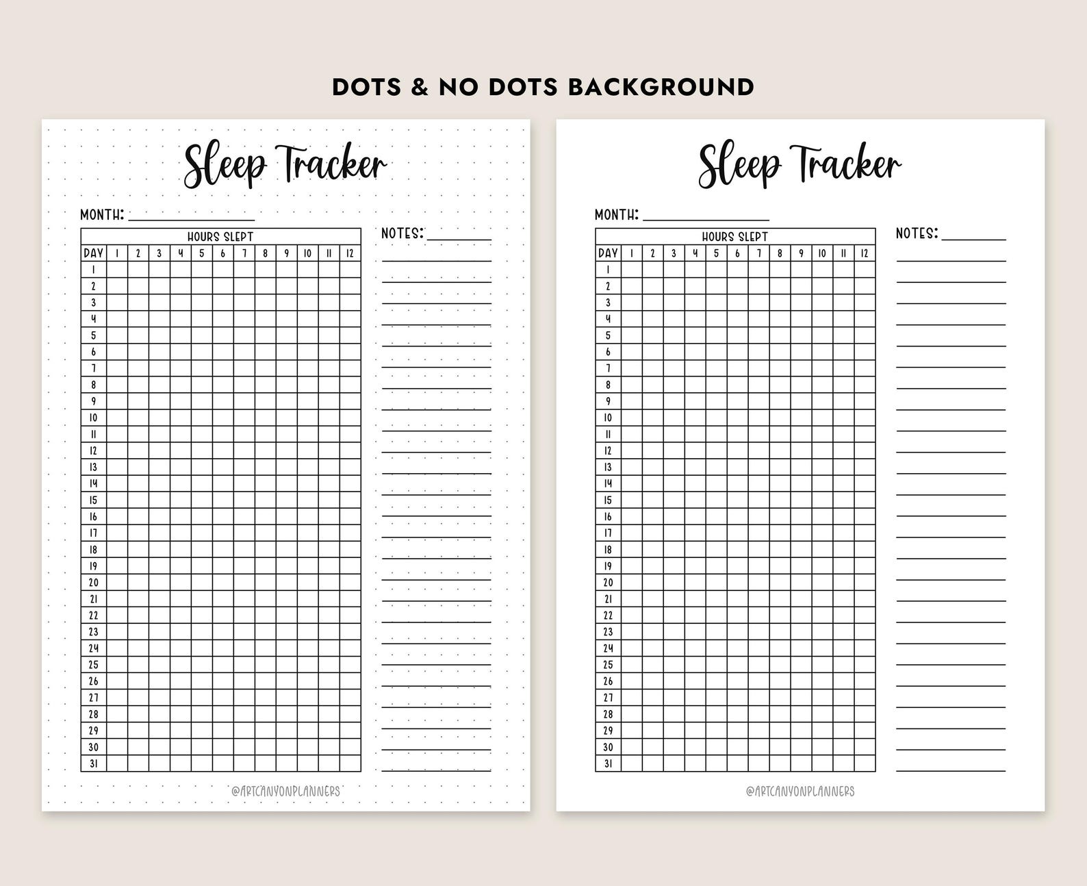 Sleep Tracker Printable Monthly Log Wellness Journal Insert A4 Letter ...