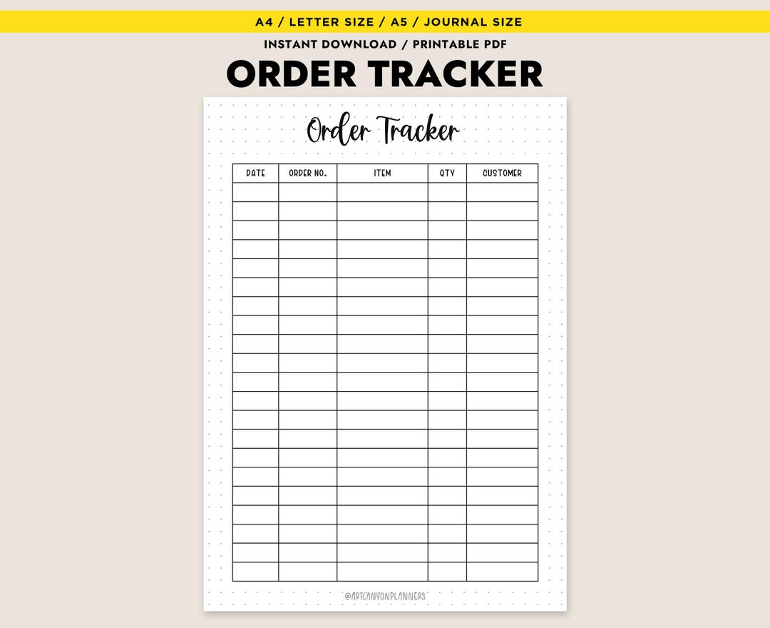 Order Tracker Printable Small Business Planner Instant Download A4 A5 ...
