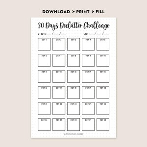 30 Day Declutter Challenge Printable Tracker Home Organization ...