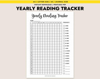 Yearly Reading Tracker Printable PDF A4 A5 Letter Reading Log Book Journal Insert Habit Tracker