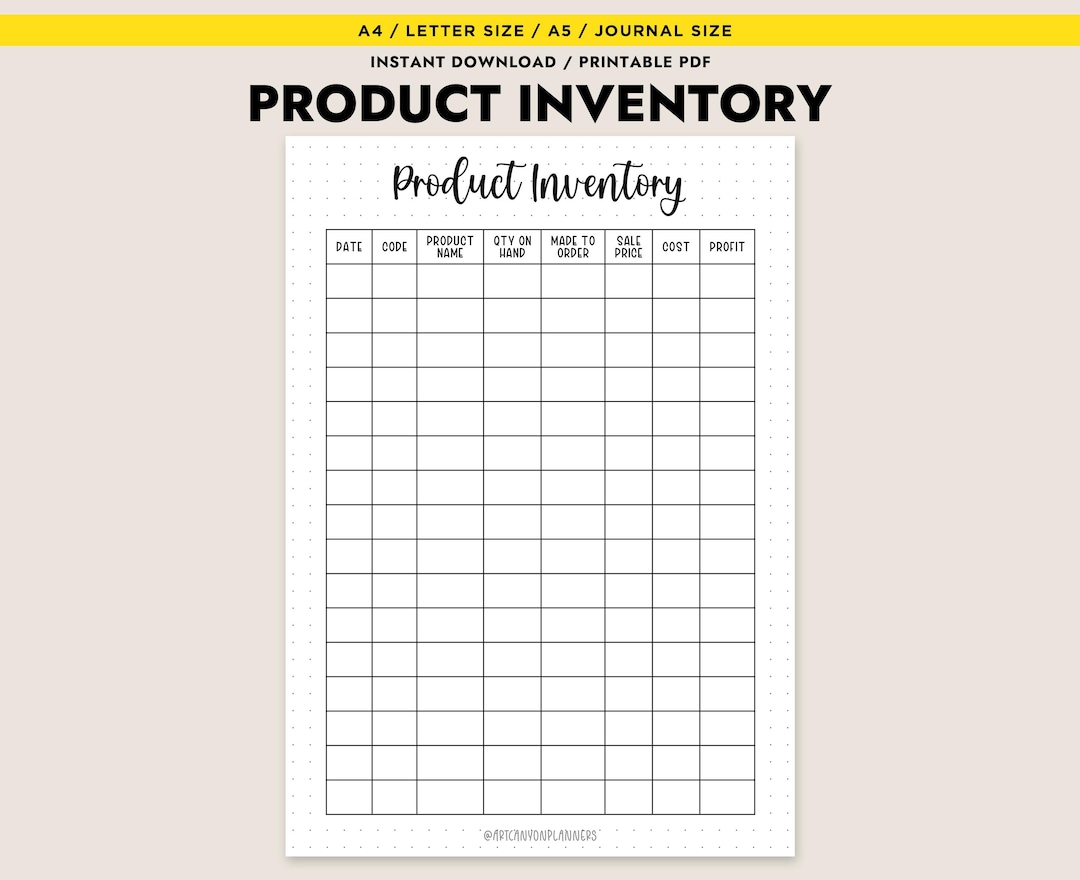 Product Inventory Tracker for Small Business Owners Printable Inventory ...