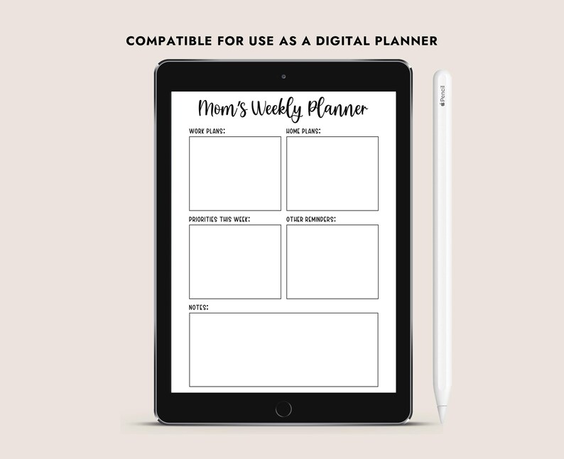 Mom's Weekly Planner Printable A4 A5 Letter Size Journal Instant ...