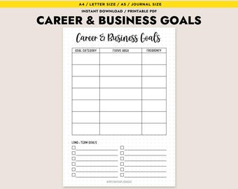 Career and Business Goals Printable Planner Business Goal Setting Worksheet Career Planner Achieve Your Dreams