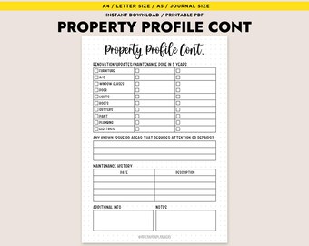Property Maintenance Log Renovation Tracker Home History Printable Real Estate Planner A4 A5 Letter