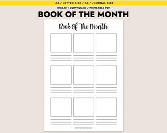 Printable Book of the Month Reading Log A4 A5 Letter PDF Reading Tracker Planner Insert Bullet Journal