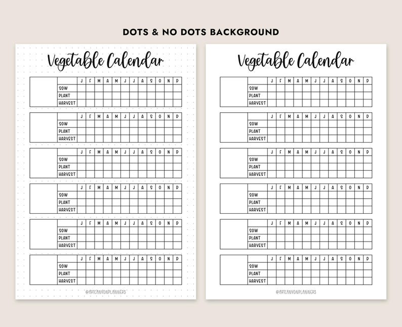 Vegetable Calendar Printable Garden Planner Planting Guide Sow Harvest ...