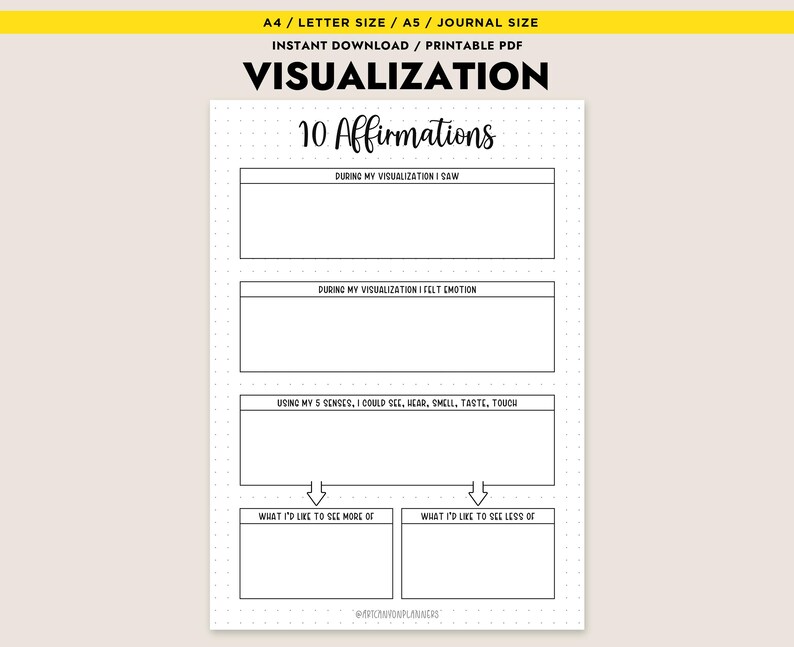 Printable Visualization Journal Worksheet Manifestation Guide Digital ...