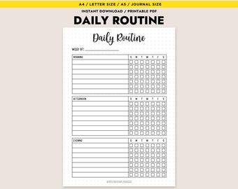 Daily Routine Planner Printable Daily Schedule Template A4 Letter A5 Journal Size Instant Download Customizable Routine Checklist