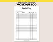 Workout Log Printable Fitness Tracker Exercise Journal A4 A5 Letter PDF Instant Download Gym Sheet