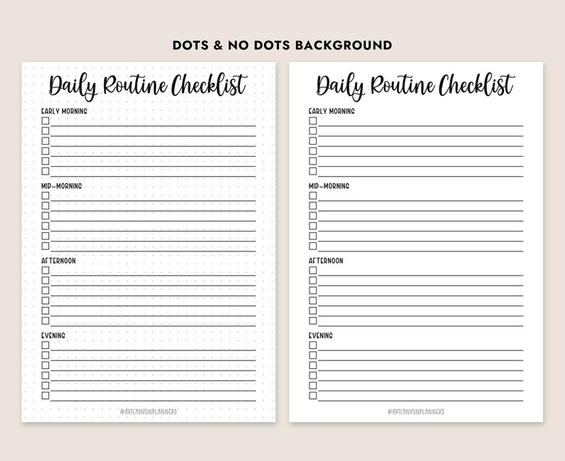 Daily Routine Checklist Printable Daily Planner A4 A5 Letter Size ...