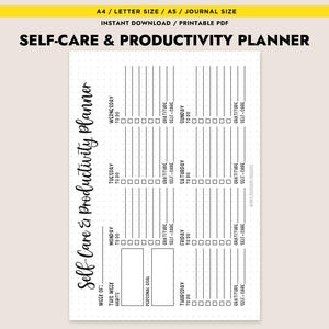 Planificador semanal de productividad y autocuidado (imprimible, tamaño carta, A4, A5, PDF, descarga instantánea) Registro de gratitud