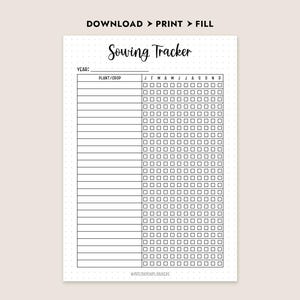 Sowing Tracker Printable Garden Planner Seed Starting Log A4 A5 Letter ...