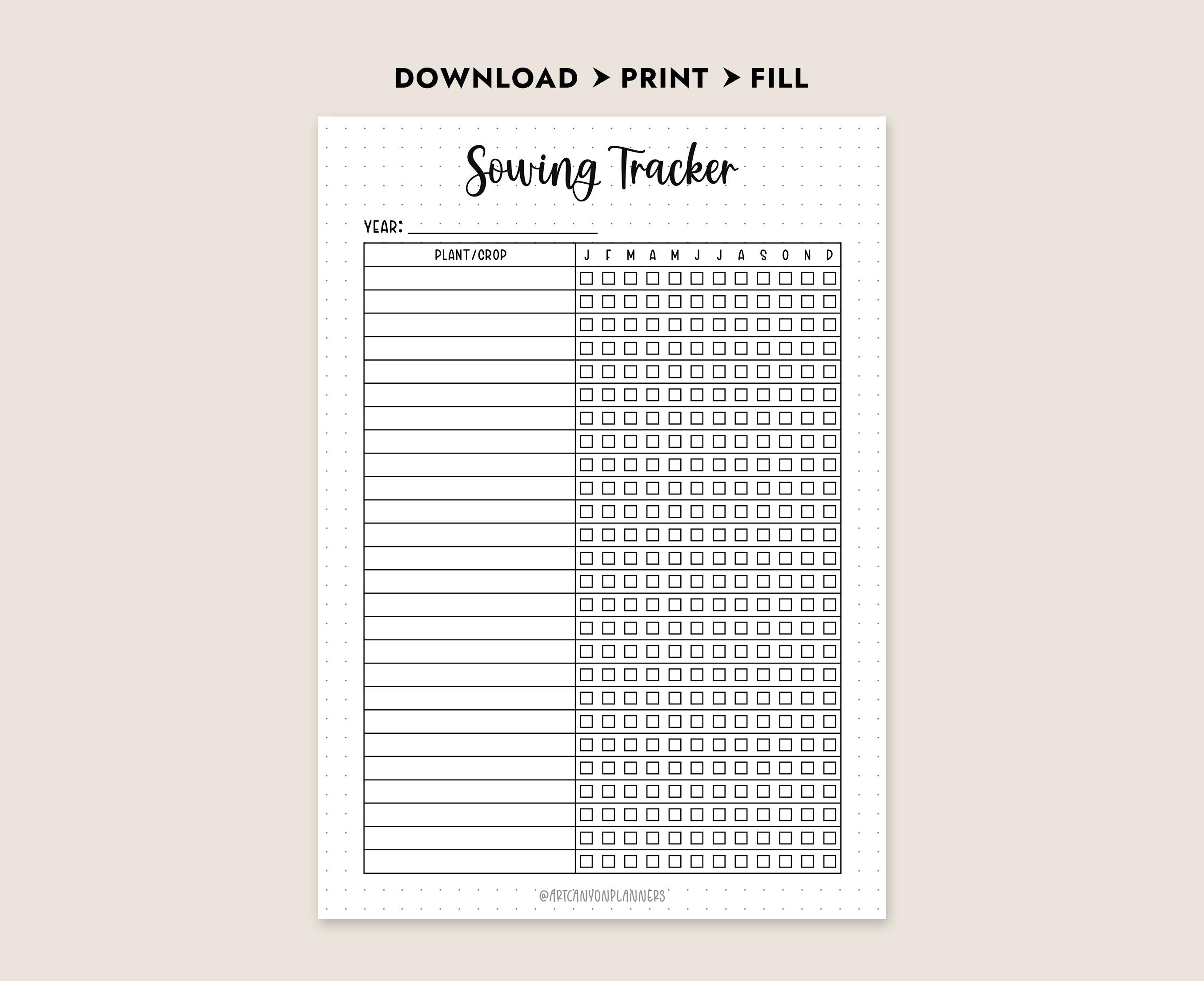 Sowing Tracker Sowing Tracker Printable Garden Planner Seed Starting Log A4 A5 Letter ...