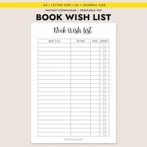 Book Wishlist - Etsy