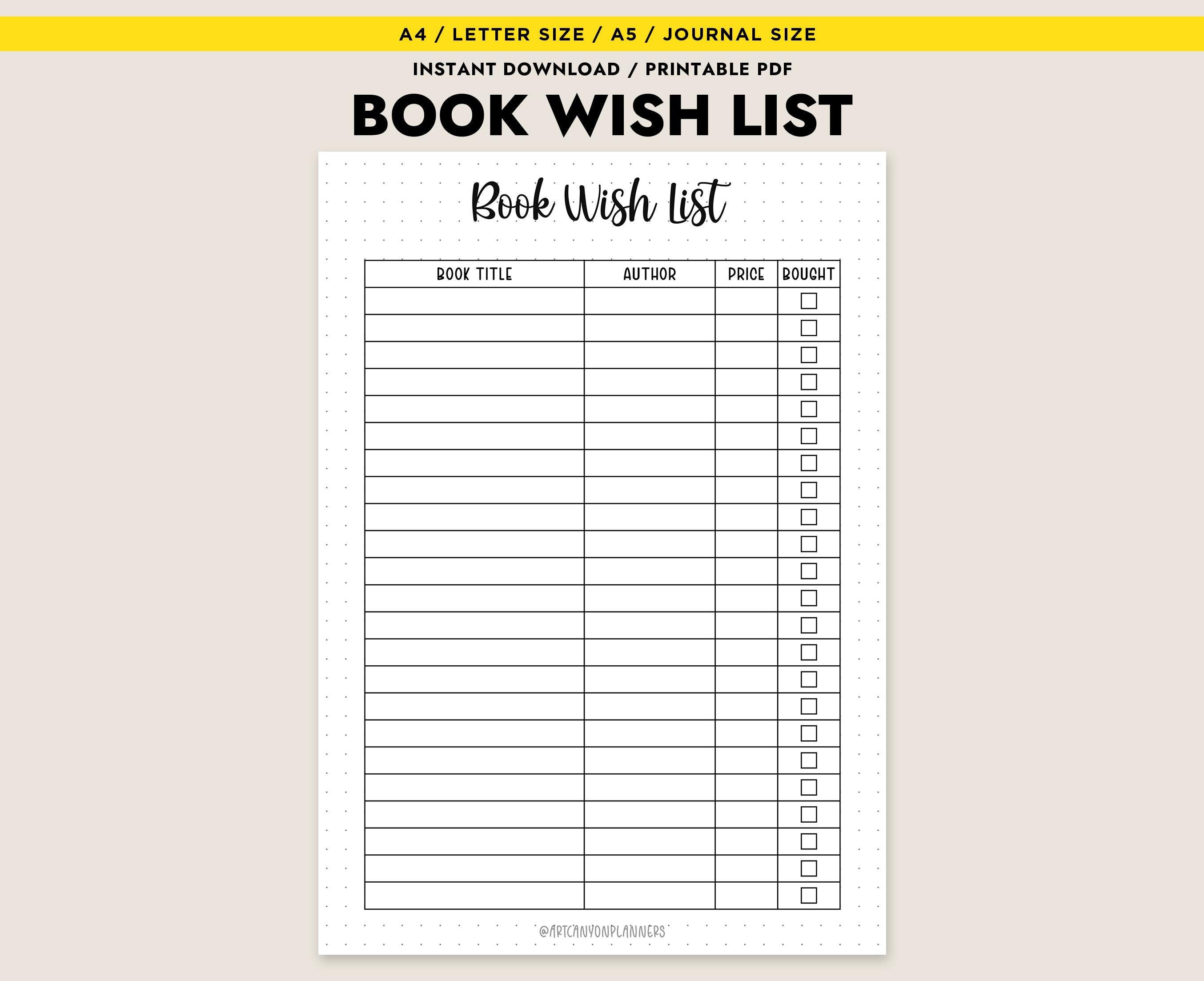 Book Wish List - Etsy Canada