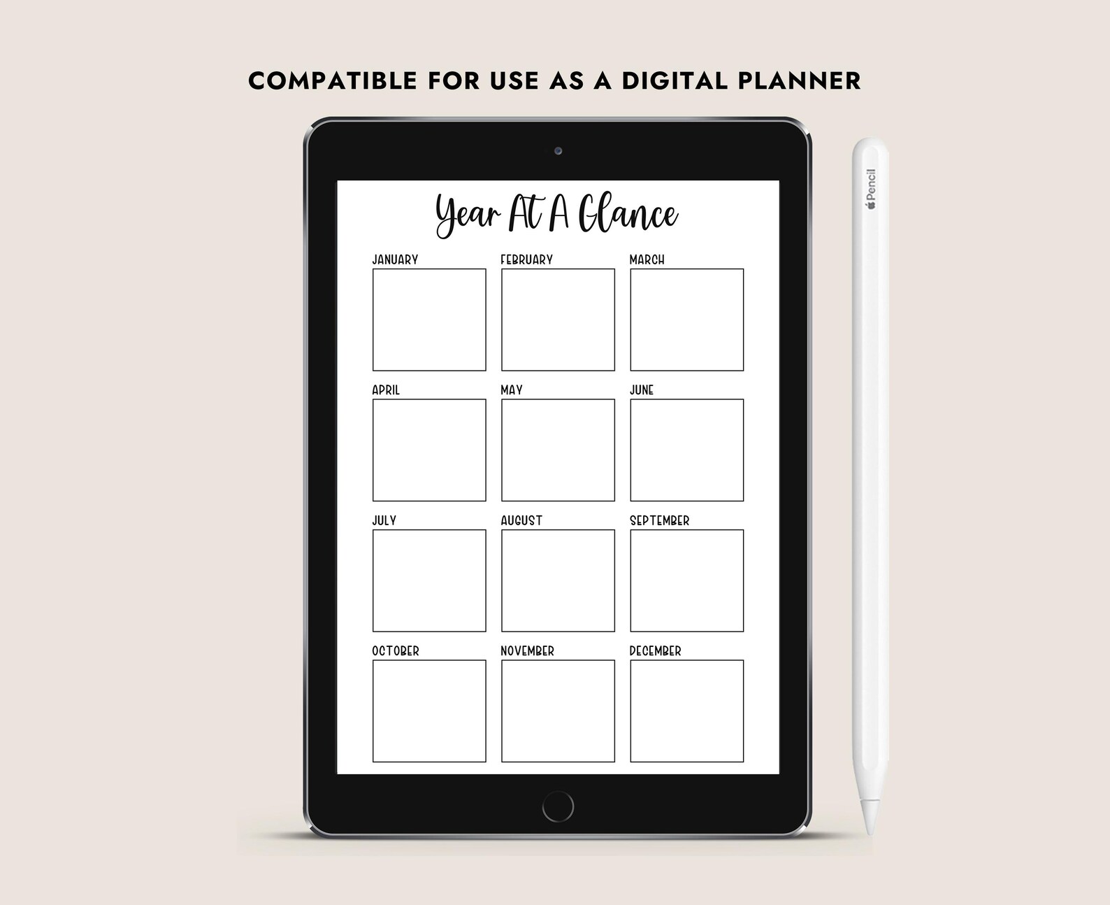 Year at a Glance Planner Printable Undated Calendar Yearly Overview A4 ...