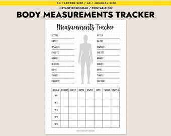 Body Measurements Tracker Printable PDF Workout Exercises Digital Printable Monthly Planner Journal Page Daily Tracker Health Log