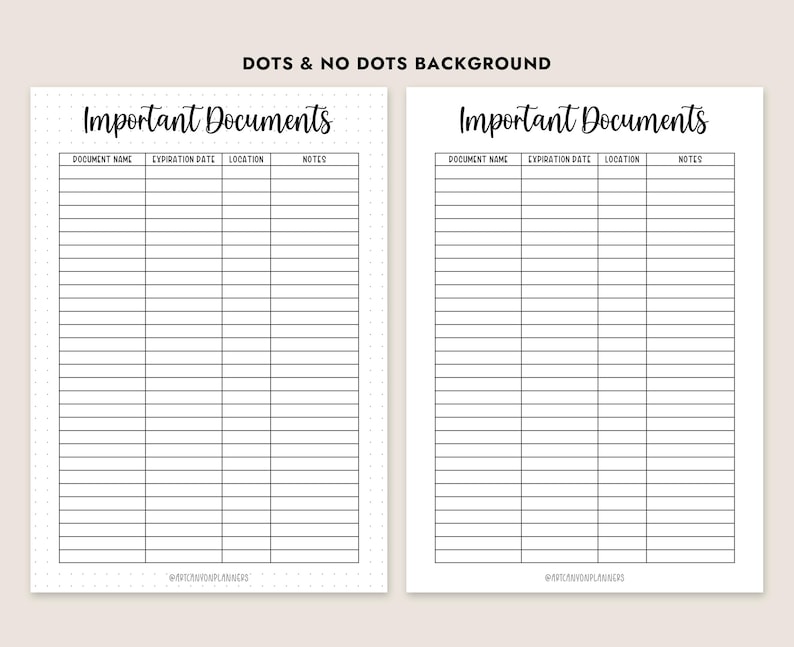 Document Tracking List.pdf Printable Important Documents Tracker Log Expiration Date Organizer ...