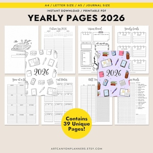 2026 Yearly Journal Bundle Printable Journal Pages