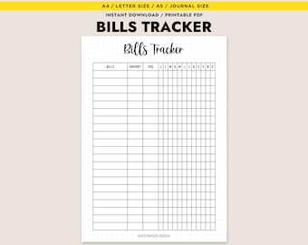 Rastreador de facturas Lista de verificación de pago de facturas imprimible Planificador de presupuesto mensual Organizador de gastos Hoja de trabajo de planificación financiera Tamaño carta A4 A5