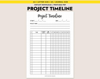 Cronograma de proyecto imprimible / Plantilla para agenda A4/Carta/A5 / Descarga instantánea / Guía digital para la gestión de proyectos
