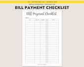 Bill Payment Checklist Printable A4 A5 Letter Journal Size Instant Download Monthly Bill Tracker Finance Planner