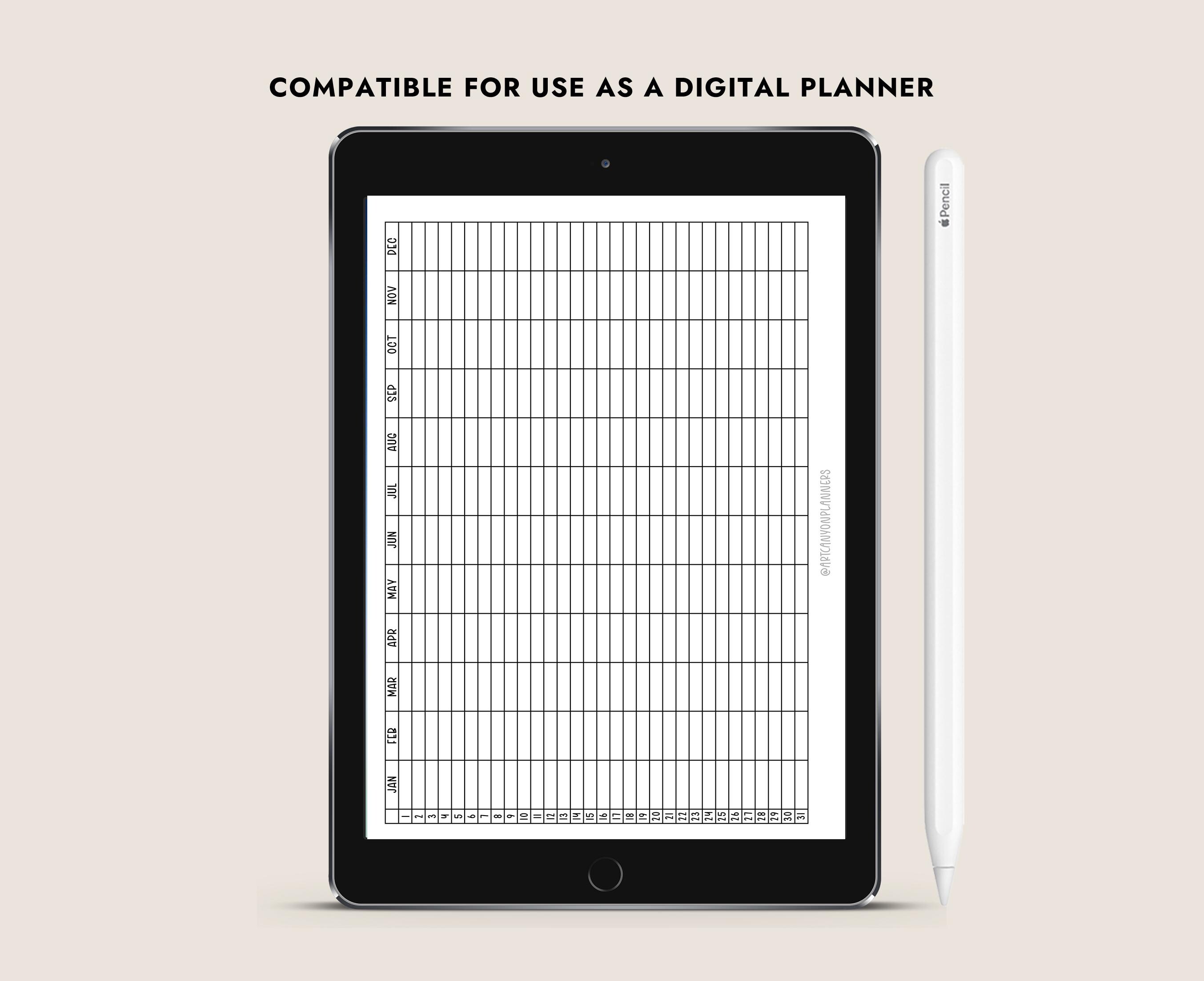 Undated Yearly Calendar Printable PDF Instant Download A4 Letter A5 ...