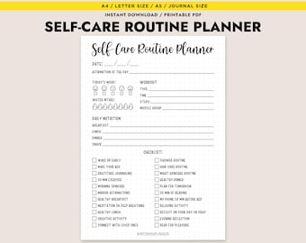 Planner di cura di sé stampabile, tracker della routine giornaliera, diario del benessere, download immediato, formato A4, A5, lettera