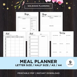 Meal Planner Printable Menu Planner Printable Shopping List Planner Insert Recipe Planner Printable Meal Plan Inserts Grocery List Planner