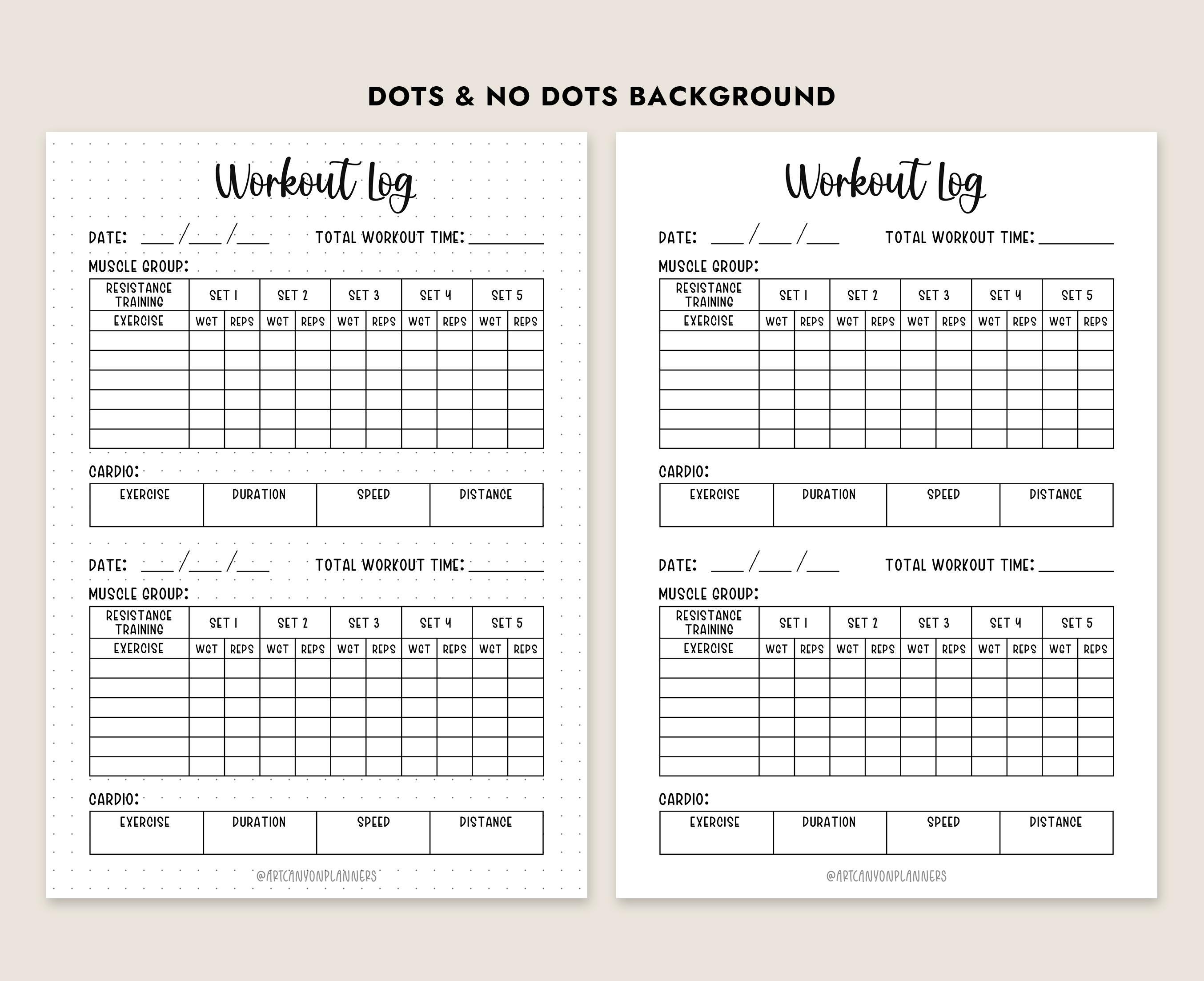 Printable Workout Log - Muscle Group Tracker Fitness Workout Exercises ...