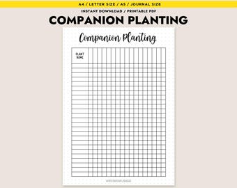 Companion Planting Chart Printable Garden Planner Insert Vegetable Gardening Guide Instant Download