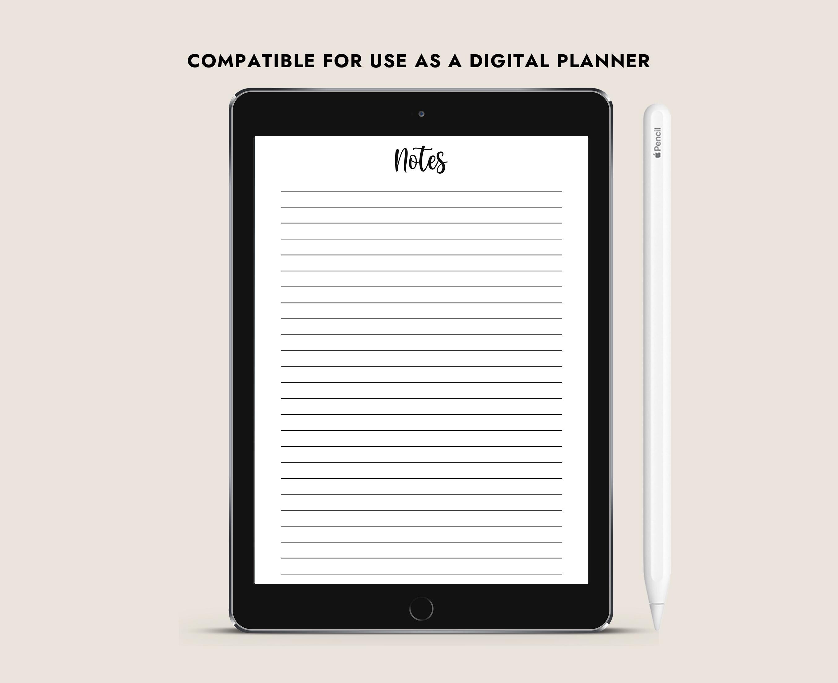 Notes Instant Download Printable PDF Digital Notebook Lined Dotted ...