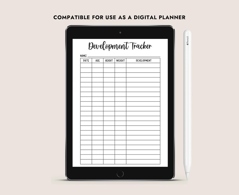 Developmental Journal Tracker Baby Development Tracker Printable Growth Log Child Height Weight Chart ...