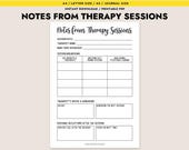 Therapy Journal Printable Notes From Therapy Sessions Mental Wellness Log Self Care Tracker A4 A5