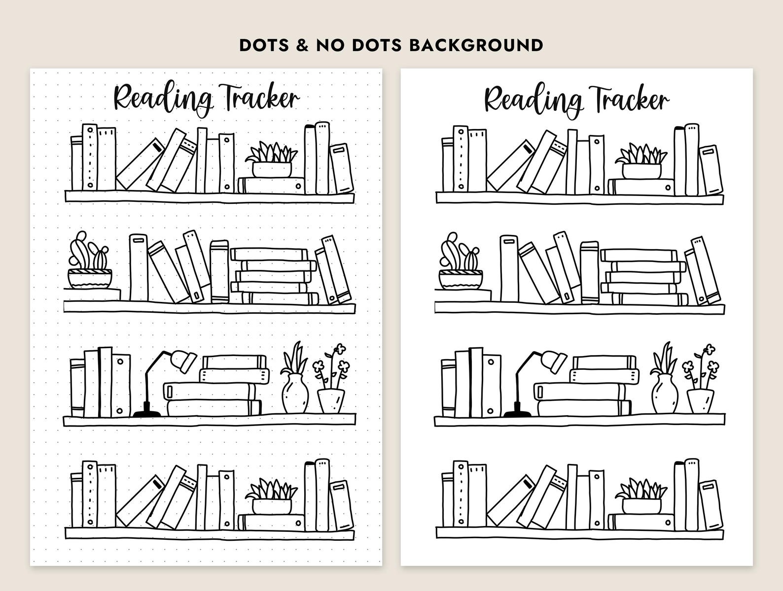 Bookshelf Reading Tracker Printable Journal Page Planner Book Reading ...