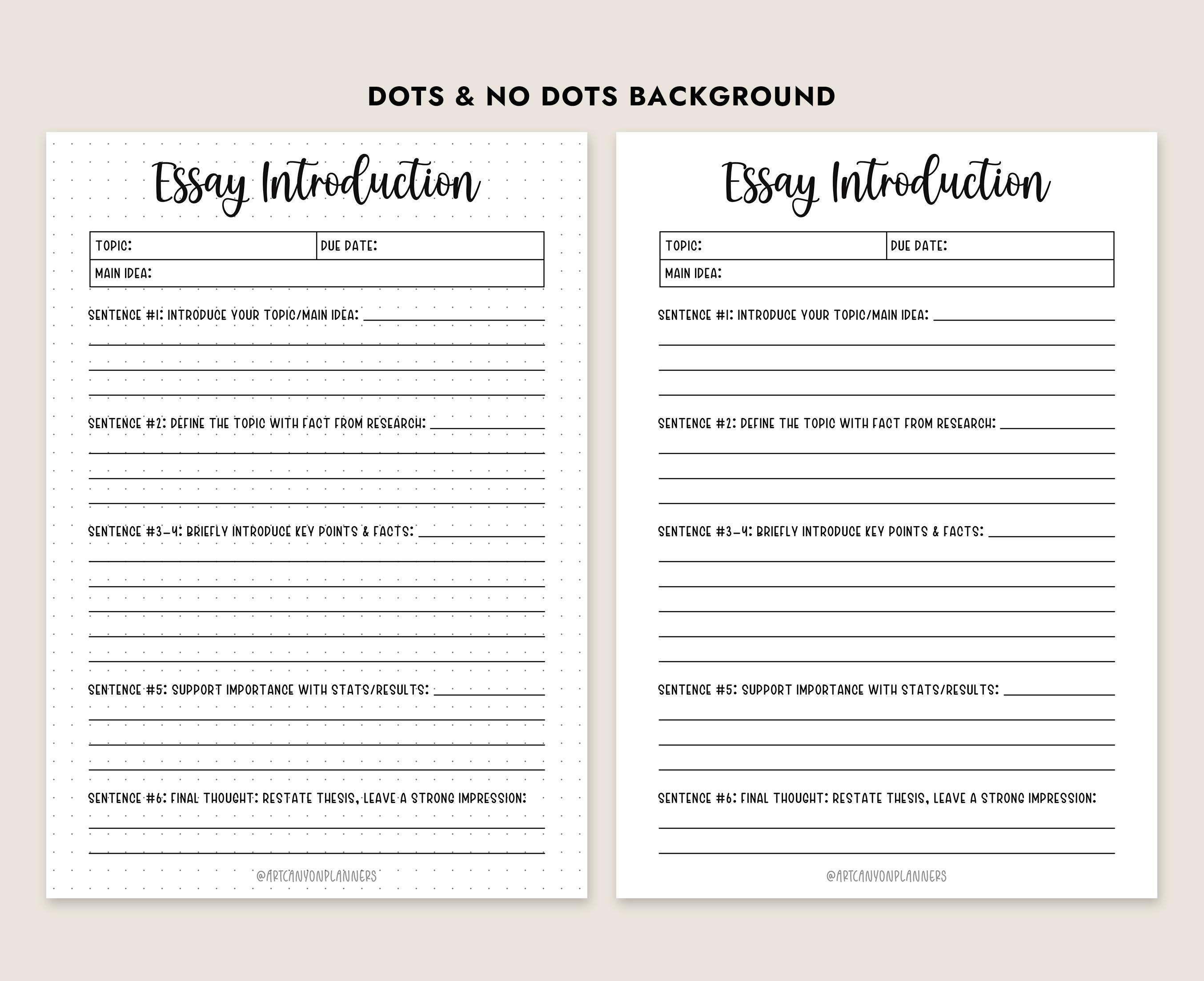 Essay Introduction Template.pdf Essay Introduction Template Printable A4 A5 Letter Size Journal PDF ...