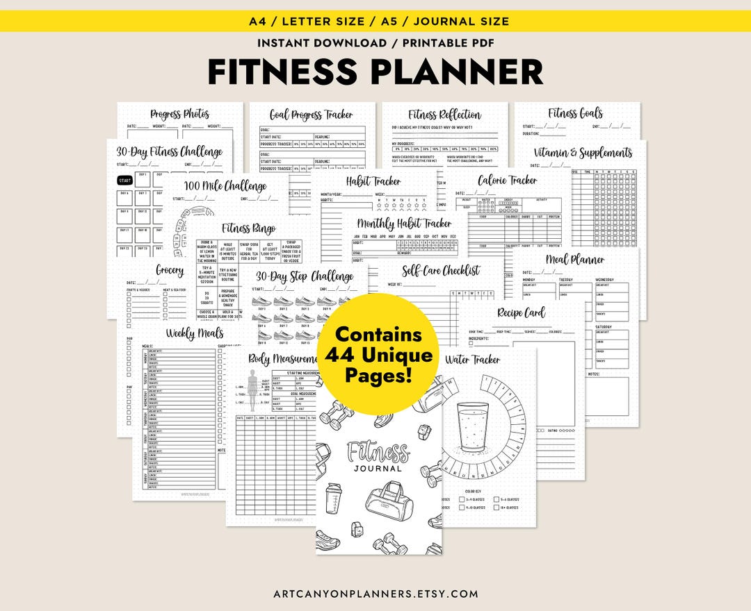 Ultimate Journal Fitness Planner Bundle Printable Tracker Health ...