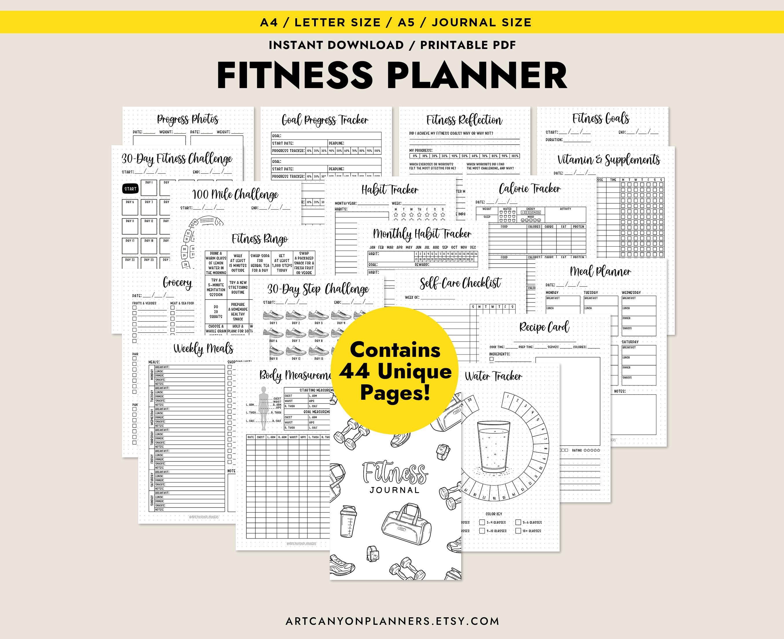 Ultimate Journal Fitness Planner Bundle Printable Tracker Health ...