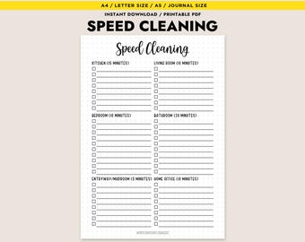 Speed Cleaning Checklist Printable Cleaning Schedule Planner Insert A4 A5 Letter Instant Download