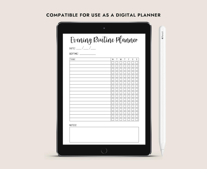 Evening Routine Fillable Evening Routine Planner Printable Checklist Weekly Habit Tracker A4 A5 ...