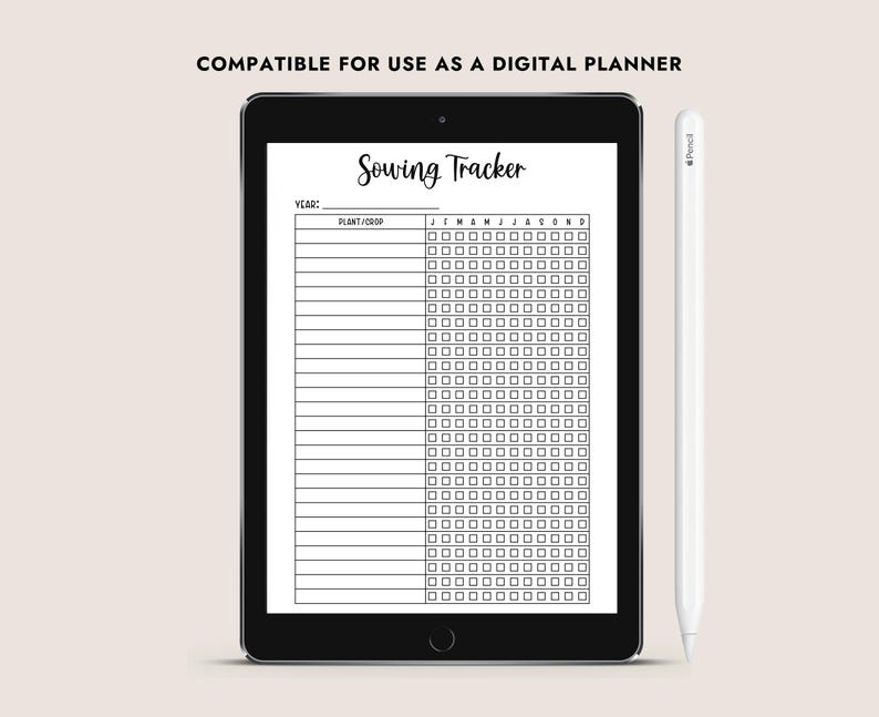 Sowing Tracker Printable Garden Planner Seed Starting Log A4 A5 Letter ...