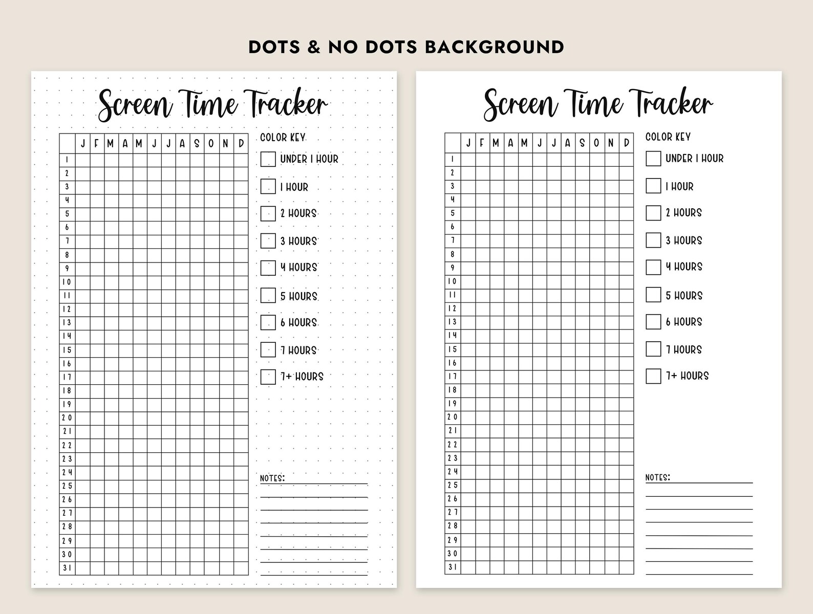 Screen Time Tracker Yearly Printable Journal Page Habit Tracker Phone ...
