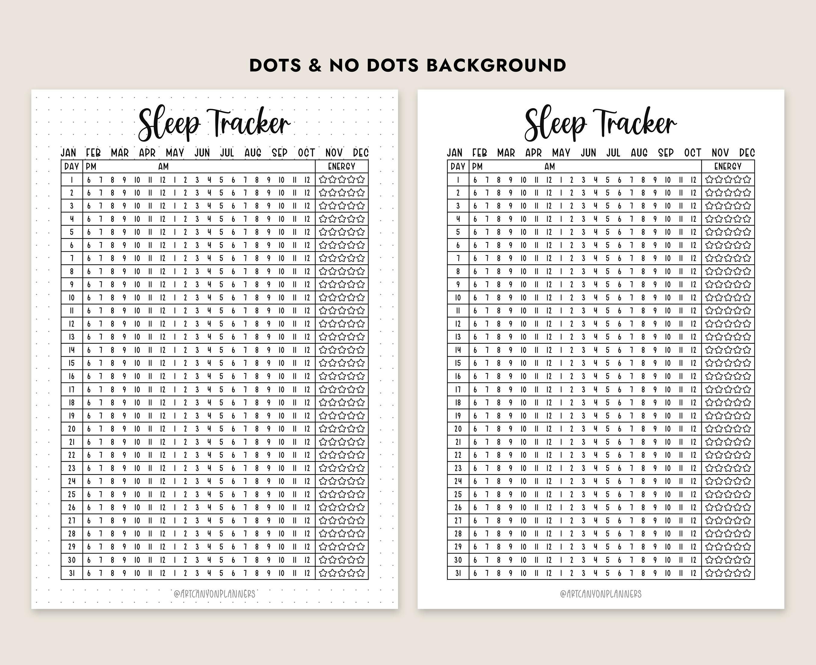 Sleep Tracker Printable PDF Workout Exercises Digital Printable Monthly ...
