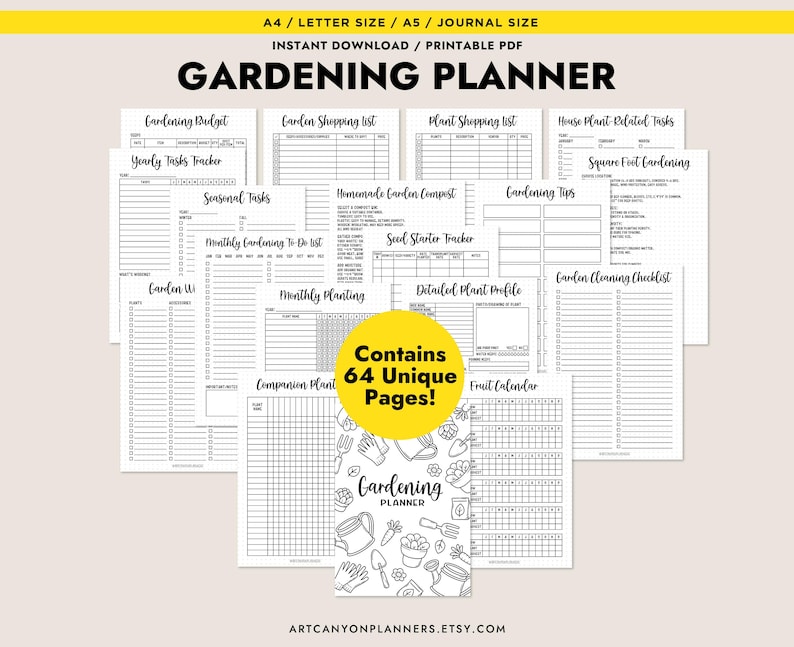 Pacchetto definitivo di pianificatori di giardini stampabili, modelli di diari di giardinaggio per piantare, seminare e monitorare il budget immagine 1