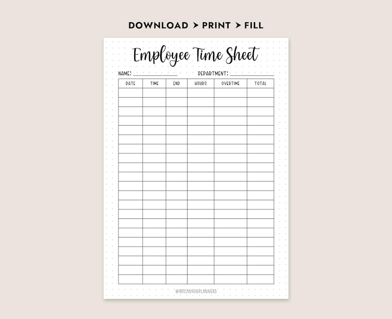 Employee Time Sheet Printable Payroll Log Weekly Timecard Template Work ...