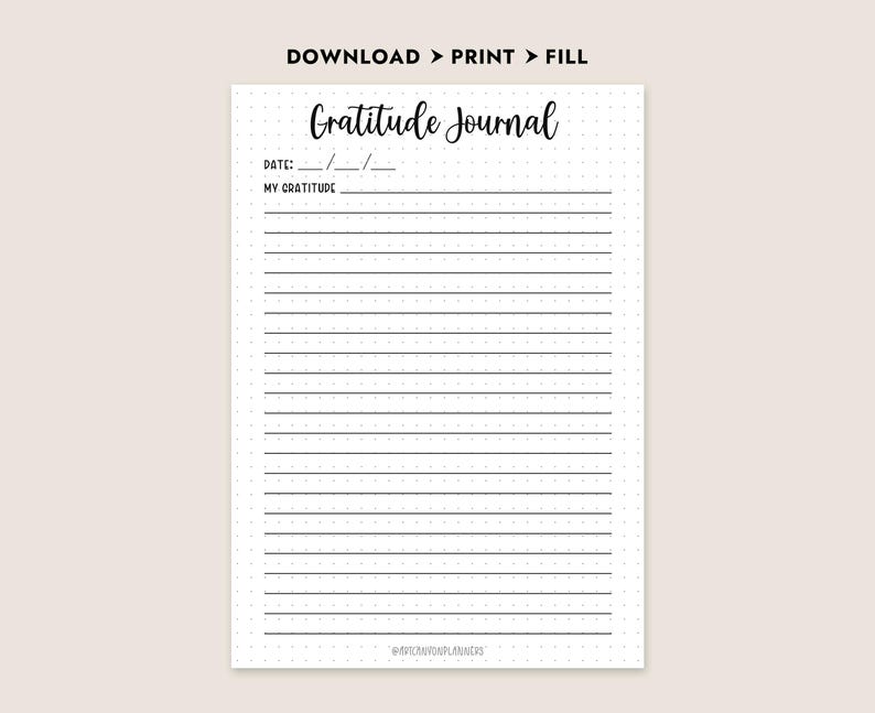 Gratitude Journal Printable Daily Gratitude Template A4 A5 Letter Size ...